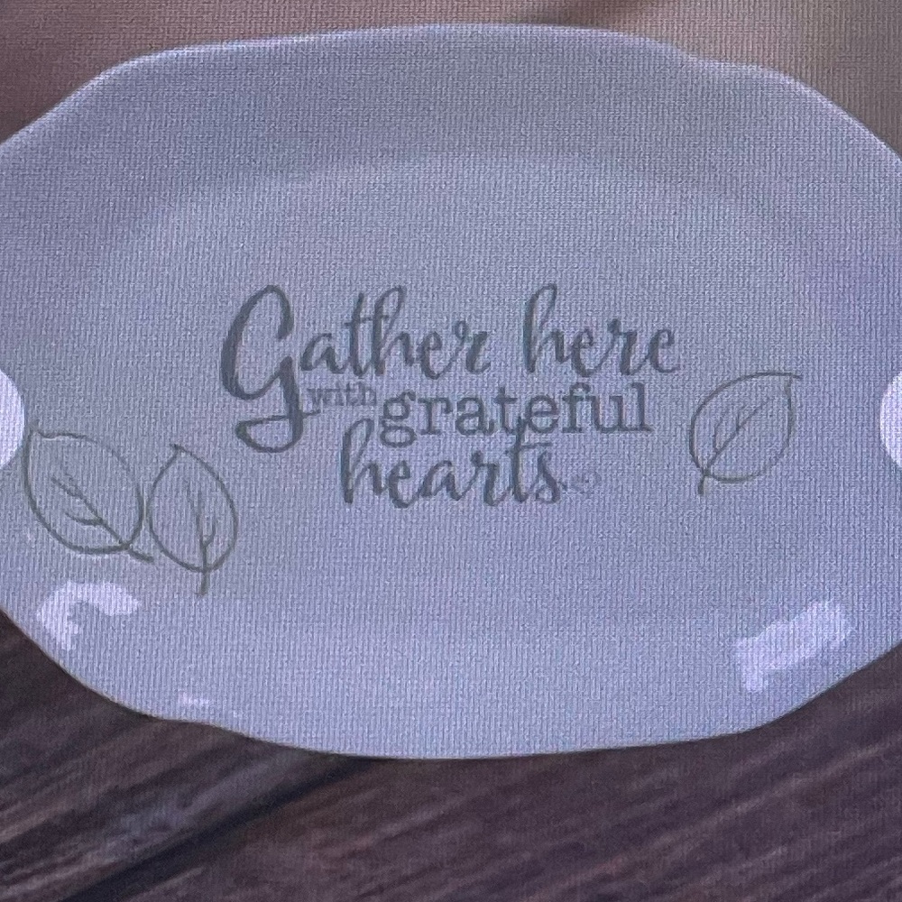 Precious Moments White and Gray Platter